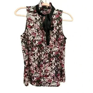 The Limited Floral Ruffle Tie Neck Blouse,  Small,   EUC​​​​​​​​